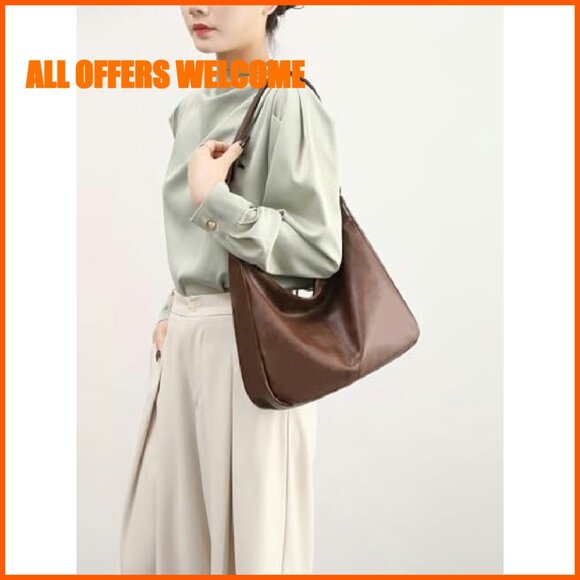 Large Vegan Leather Hobo Bag Foldable Crossbody Shoulder Tote - Picture 4 of 8